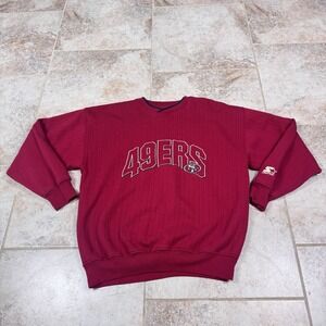 Vtg Starter San Francisco‎ 49ers 90s Mens Large NFL Sweater Red Striped Logo